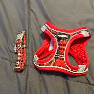 Just bought for my dog too small for him also comes with matching leash
